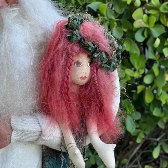 Large Artist Signed 2002 Tropical SANTA with Mermaid Seahorse Shells on Beach - Picture 5 of 16